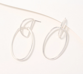 Joan Rivers D Top with Oval Hoop Earring, Silvertone 2-1/4"L x 1-1/8"W